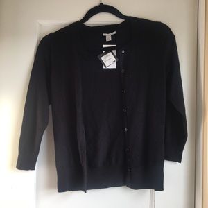 Halogen 3/4 sleeve Cardigan Black XS
